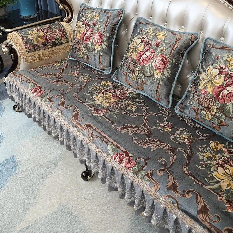 

Жаккардовый чехол для дивана с вышивкой, классическая подушка в стиле ретро, ​​комбинированный чехол из роскошной ткани, противоскользящий чехол для дивана, декор для гостиной 1pc armrest 55x60 cm