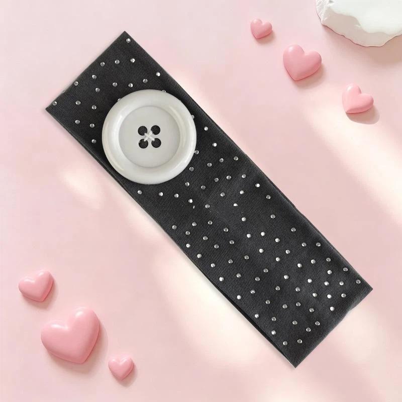 Vintage Women'S Polka Dot Button Headband Spicy Girl Ins Y2K Japanese Trendy Headband Sweet Cool Sports Yoga Headband