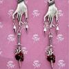 Gothic Sliver Color Hand Skull Sword Rivet Tassel Dangle Earrings for Women Halloween Party Demon Slayer Scary Jewelry Gifts
