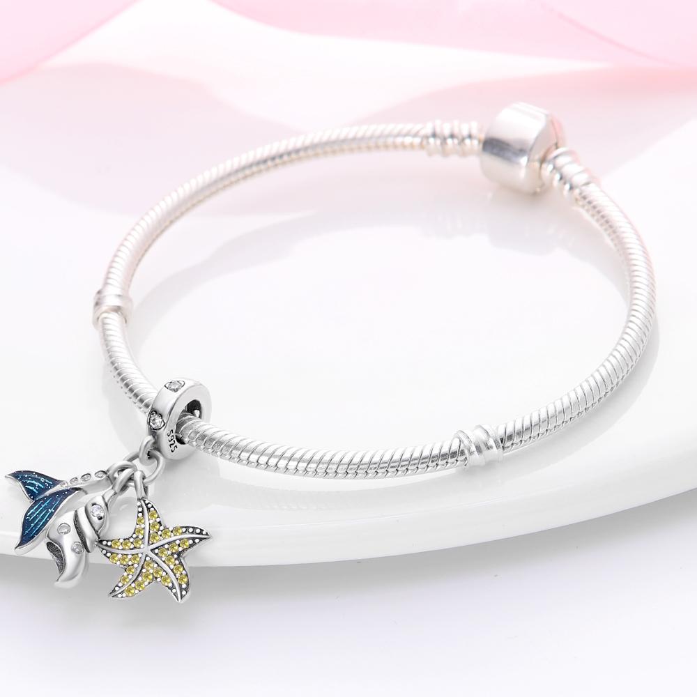 Original Charms  Copper Fish Tailshell Starfish Beads Fit Charms Plata  Bracelets For Women Women Jewelry Making Diy