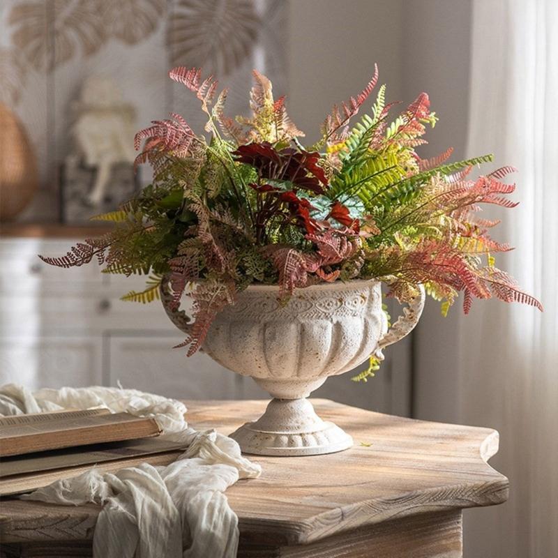 Antique Iron Planter Pot Featuring Round Shape And Embossed Pattern For Garden Terraces Home Indoor Outdoor Decoration