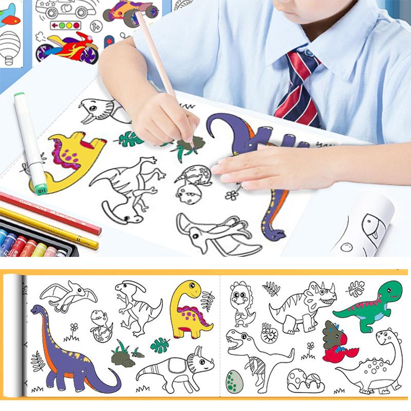 Children Drawing Roll Diy Sticky Color Filling Paper Coloring Paper Roll For Kids Diy Painting Drawing Early Educational Toys