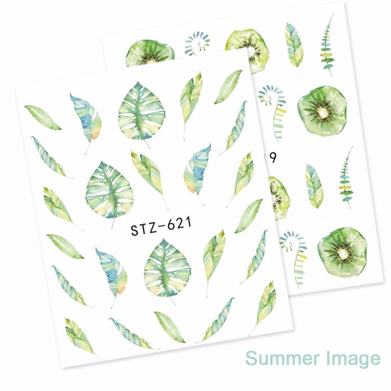 2 шт., зеленый лист киви, фруктовая водная слайдер, наклейка для ногтей, Фэнтези, DIY Декор, фольга для дизайна ногтей, инструменты