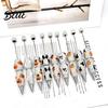 Rhinestone Writing Pen Beadable Pen Glitter Plastic Beaded Halloween Pumpkin Ghost Skull Smooth Gel Ink for DIY Craft Making School Office Supplies