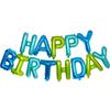 Blue and Green Happy Birthday Balloon Banner, 16 Inch 3D Aluminum Foil Bday Sign, Teal Happy Birthday Letters for Women Men Bday Party Bunting, Green