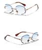 [$ole Only] Sole Only Sunglasses, Oval Rimless, Retro, UV400, Stylish, Trendy Eyewear, Easy To See Through, Suitable for Driving, Sunglasses Case