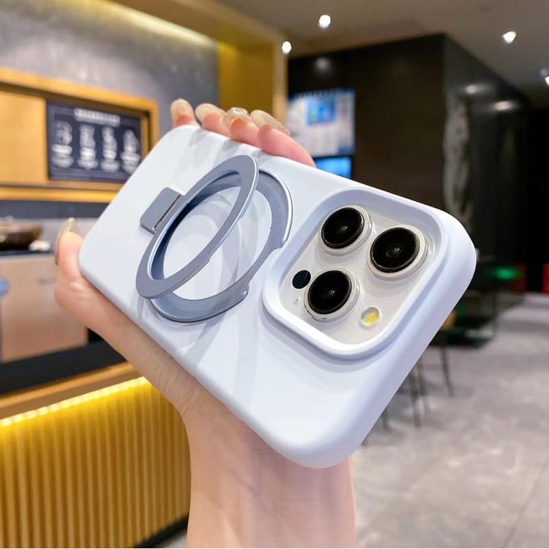 Liquid Silicone Phone Case With Magnetic Mount Stand IPhone 16 Pro Max 15 14 13 Series Soft TPU Cover Anti-Slip Shockproof