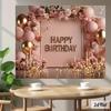 Dwuwymiarowy Różowe Złoto Róża Baner Tło Urodzinowe Elegancka Dekoracja Tła Imprezy Happy Birthday