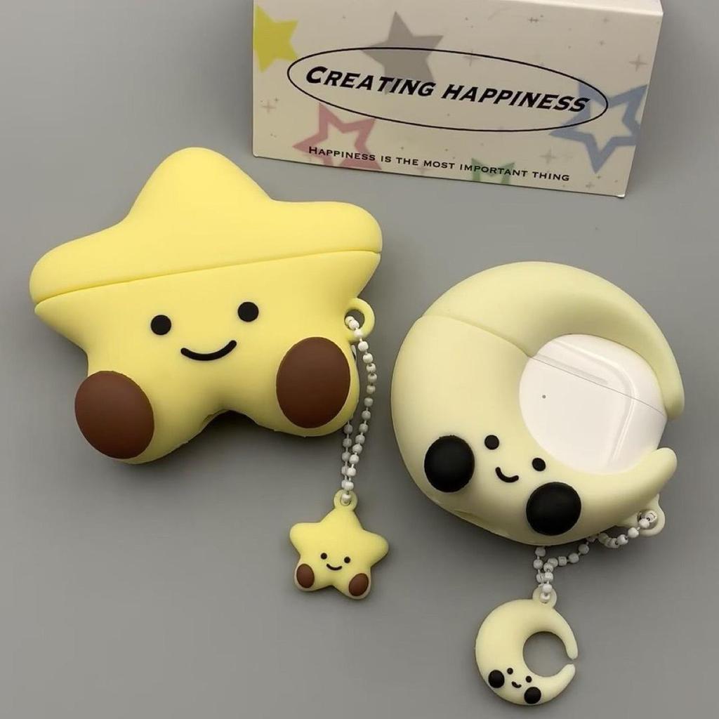 Kreslený Měsíc a Hvězdy Silikonové Pouzdro pro Apple AirPods Pro 3