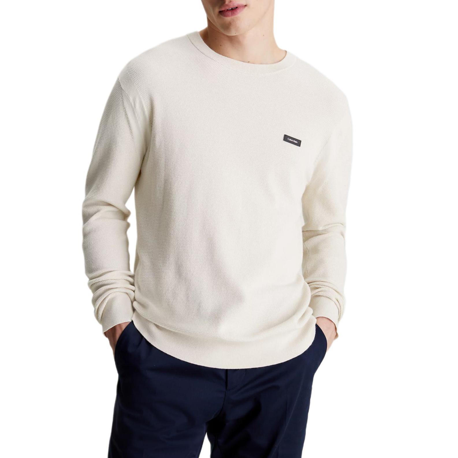 

Calvin Klein Ribbed Knit Texture Pullover Long Sleeve Shirt Men tops Stone-Beige K10K112854-ACE M