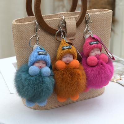Lady Lovely Girl Bag Pendant Plush Doll Car Key Chain Pendant Mini Sleeping Toy Doll