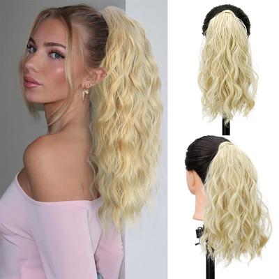 Synthetic Wave Ponytail Clip In Ponytail Extension Wrap Around Short Ponytail Fluffy And Fashionable Suitable For Women Wear