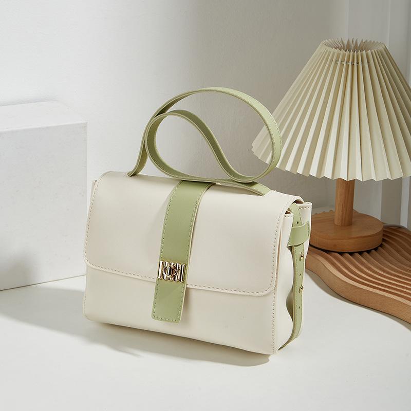 

Winter new women s bag simple contrasting color small square bag gentle and sweet women s briefcase single shoulder messenger bag