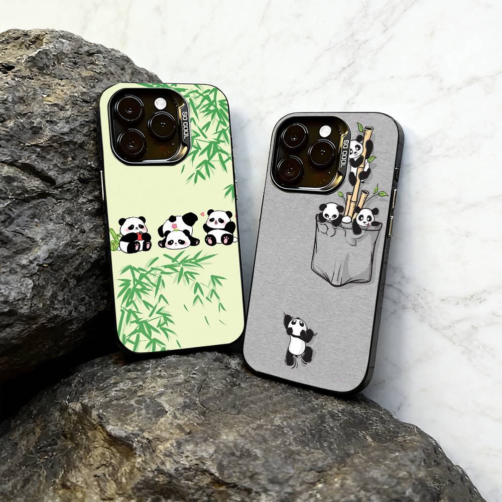 panda Phone Case For iPhone 17,16,15,14,13,12,11 Plus,Pro Max,XS,Colorful Silver Phone case Funda Cover
