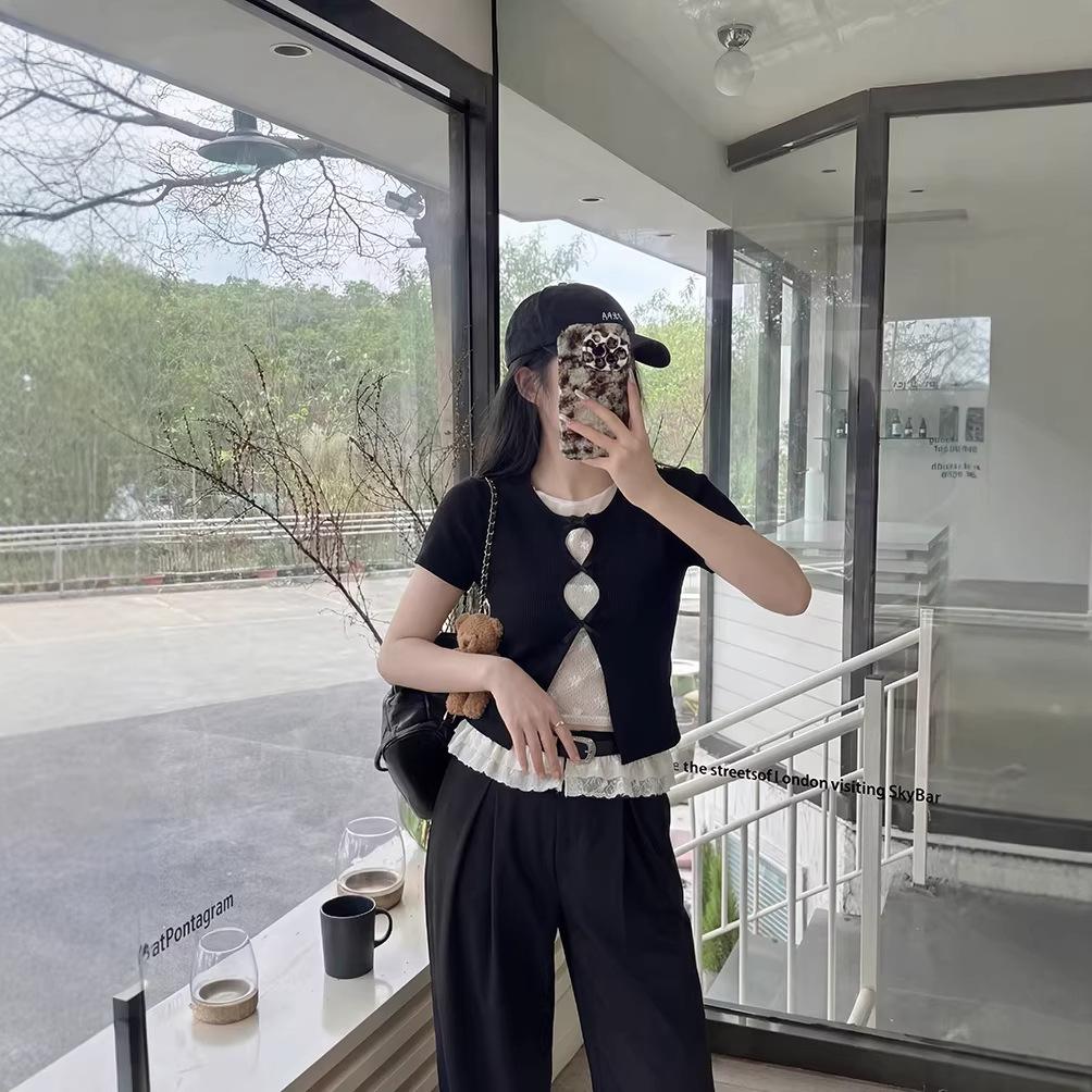 

Korean Style Plus Size Slimming Dark Two-Piece Mesh T-shirt - Sweet Spicy Chic Design 4XL