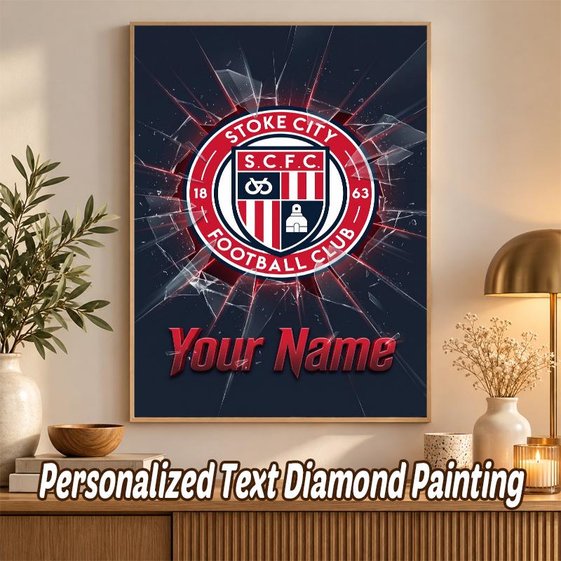 Stoke City FC Custom Name Text 5D Diamond Painting Kit DIY Full Drill Diamond Art Decoration