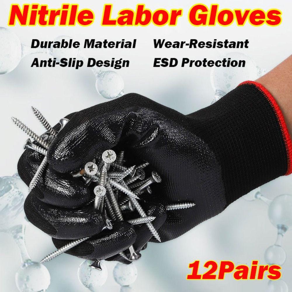 Non-slip Work Gloves Nylon Safety Coated Mittens New Nitrile Gloves