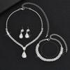 Elegant Necklace Earring Set Luxury Rhinestone Bracelet Vintage Bridal Jewelry Set  Wedding
