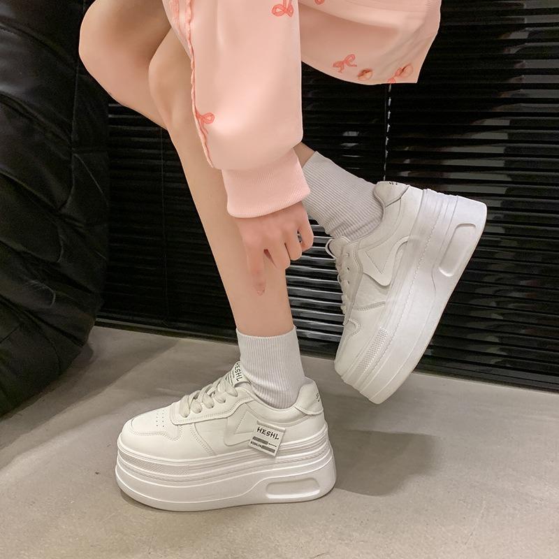 Thick-soled Heightening Shoes Women's Spring New Versatile Lace-up Air Force Little White Shoes Casual Shoes Board Shoes