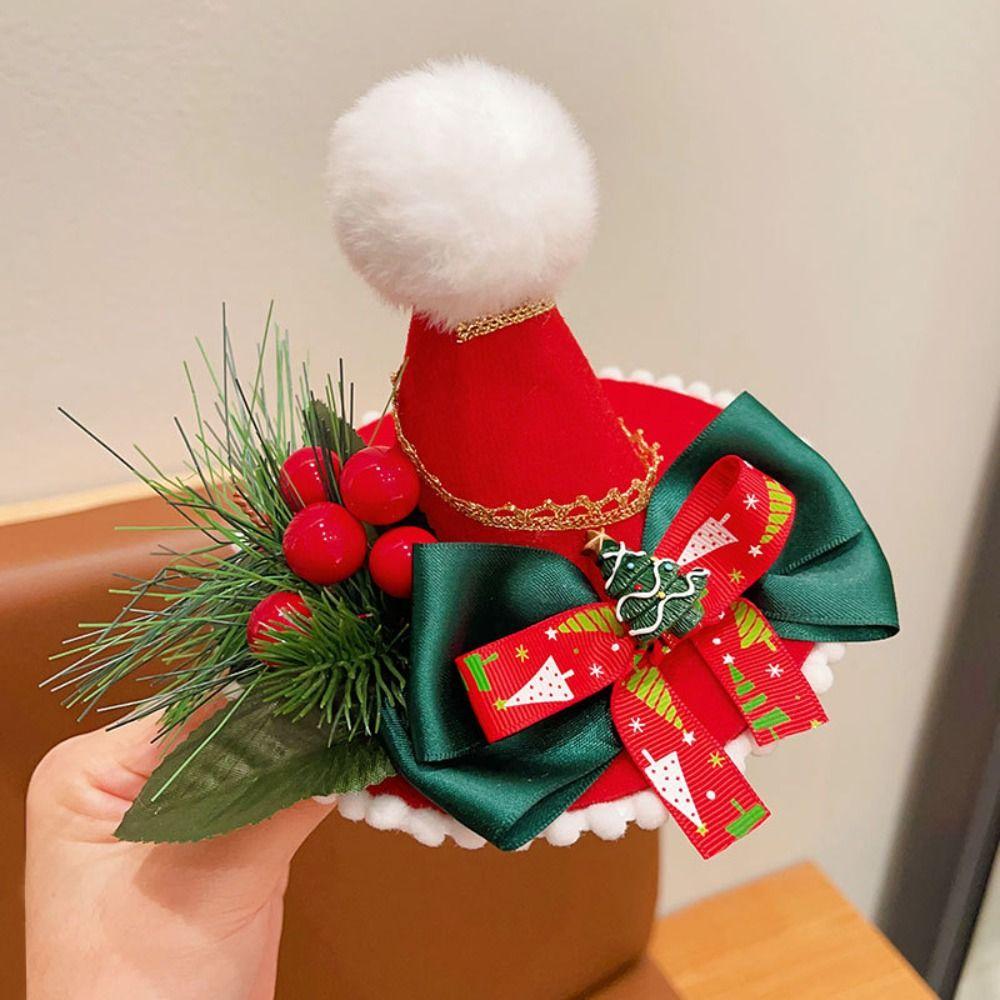 Bowknot Children Christmas Hair Clip Christmas Hat Headband Christmas Costume Dress Up