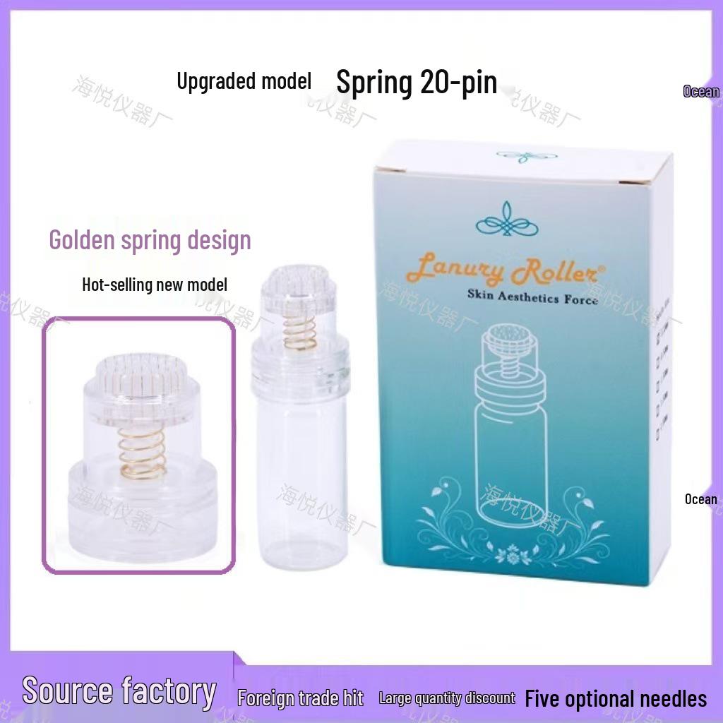Enhanced Gold Microneedle Roller with 20 Needles - Spring Type Liquid Dispensing Tool, Hot Seller.