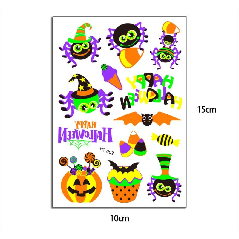 1pc Luminous Tattoo Ghost Taty Fake Tattoo Glowing In Dark Waterproof Temporary Tattoo Stickers Halloween Party for Kids
