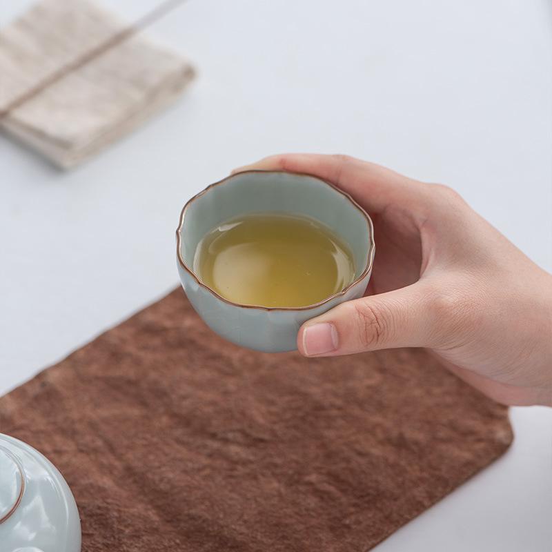 Tianqing Ru Kiln Cup Master Cup Handmade High-end Teacup Master Famous High-end Cup Kung Fu Tea Set