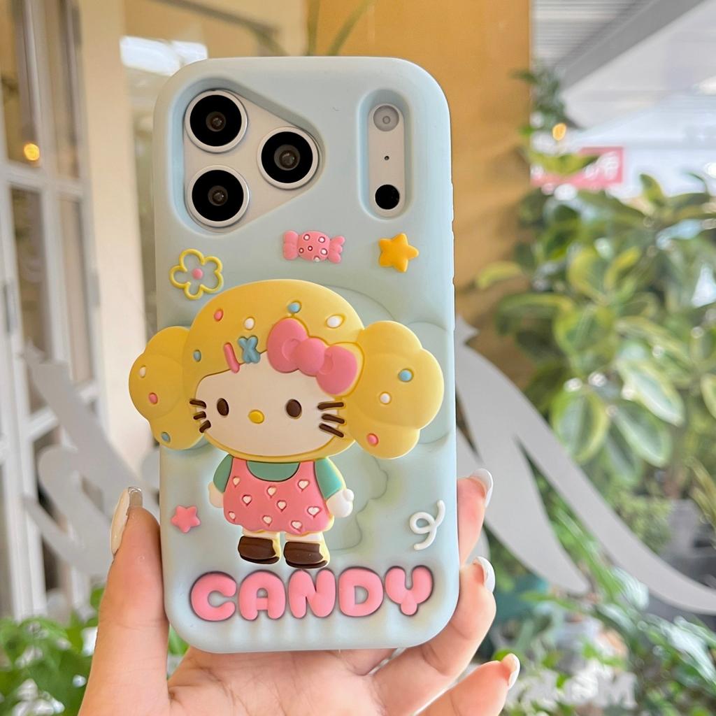 Blonde KT Cat Holder for iPhone16 Apple 15promax Mobile Phone Case 14/13 Female 17pro Protective Case