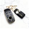Car Key Case for Mercedes Benz S E Class GLC GLS GLB CLE CLA AMG - Soft TPU Golden Key Fob Cover for W177 W205 W213 W222 X167