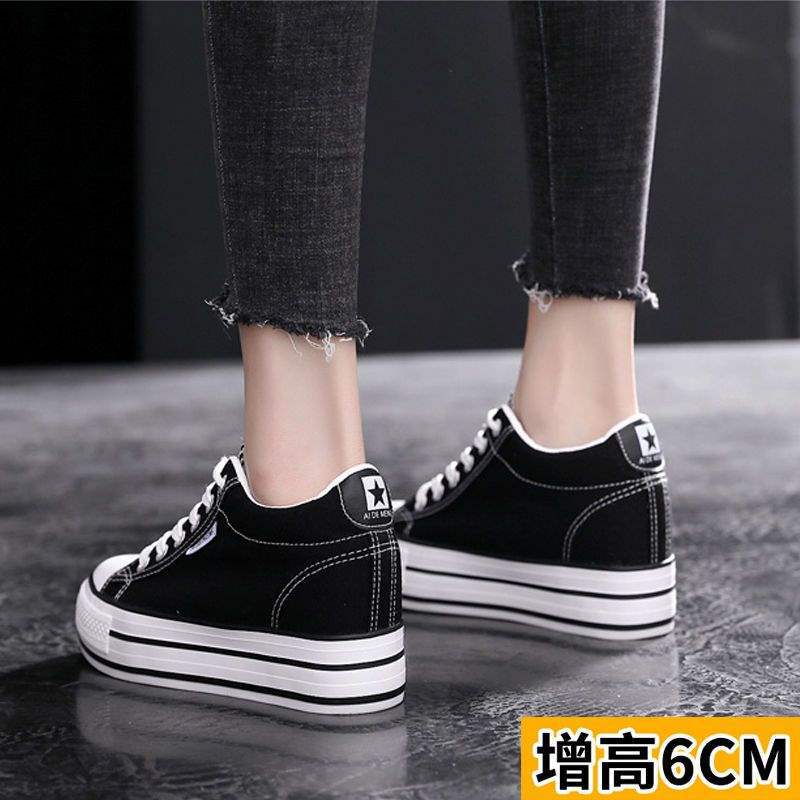 

Spring platform canvas shoes inner height increased by 34 yards muffin board shoes 39