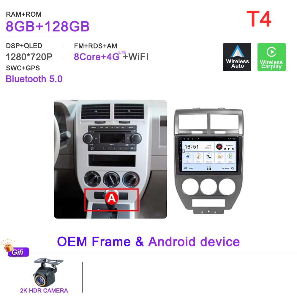 Android 16 Radio For Dodge Caliber Jeep Compass 1 MK Patriot 2006 - 2010 Multimedia Player Stereo Head Unit GPS Navigation HDR