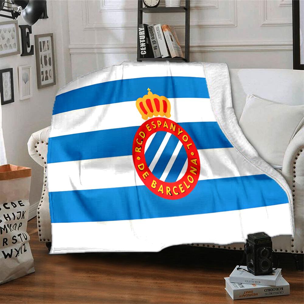 Espanyol Fc Stadium Flannel Blanket, Soft Polyester, Modern Design, All-Season for Camping, Travel, Gifts for holidays or birthdays