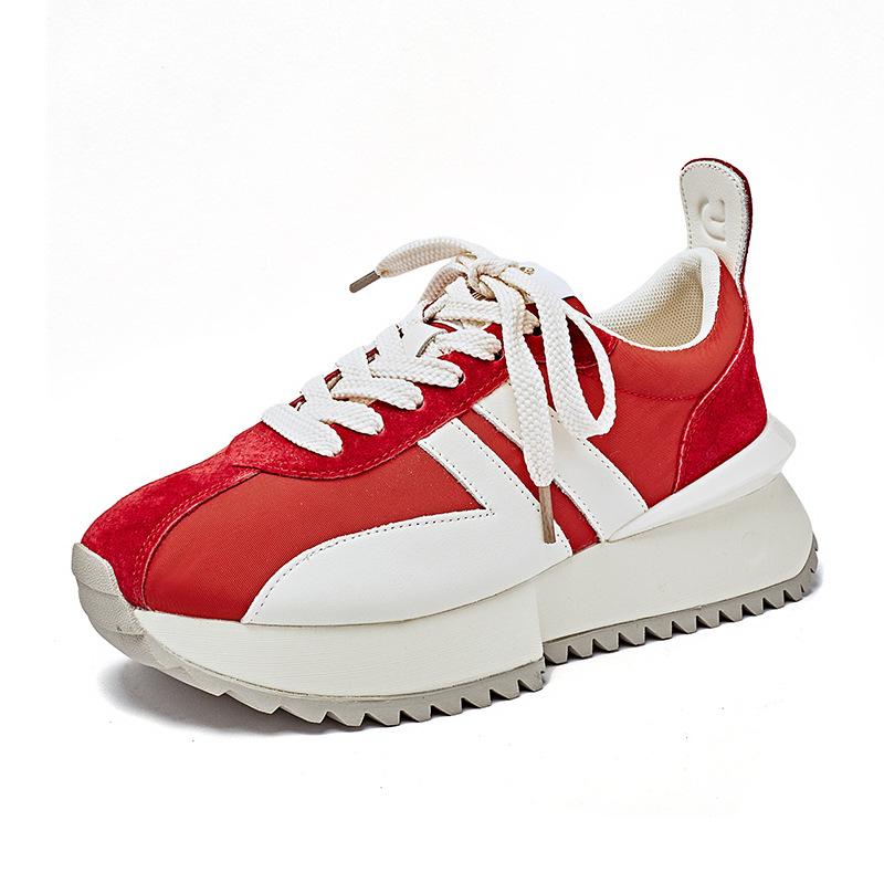 Red Small Waist Forrest Gump Shoes Women  Spring New Thick-soled Casual Sports Daddy Shoes
