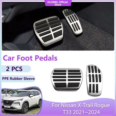 Kovové pedály do auta pro Nissan X-Trail Rogue T33 2024~2024 Vysoká kvalita Akcelerátor Protiskluzové Palivo Brzda Bez vrtání Slitinové kryty