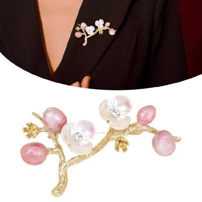 Strasssteine Pflaumenblütenform Brosche Retro Dekorativer Anstecker Für Damen Outfit Accessoires Mode Statement Schmuck
