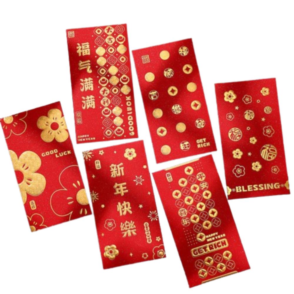 6pcs Blessing 2025 Snake Year Red Envelopes Traditional Money Packet  Spring Festival Supplies
