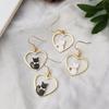 New Fashion Cute Cat Dangle Earrings For Women Hollow Heart Shape Sweet Flowers Crystal Drop Earring Girl Party Jewelry Gifts