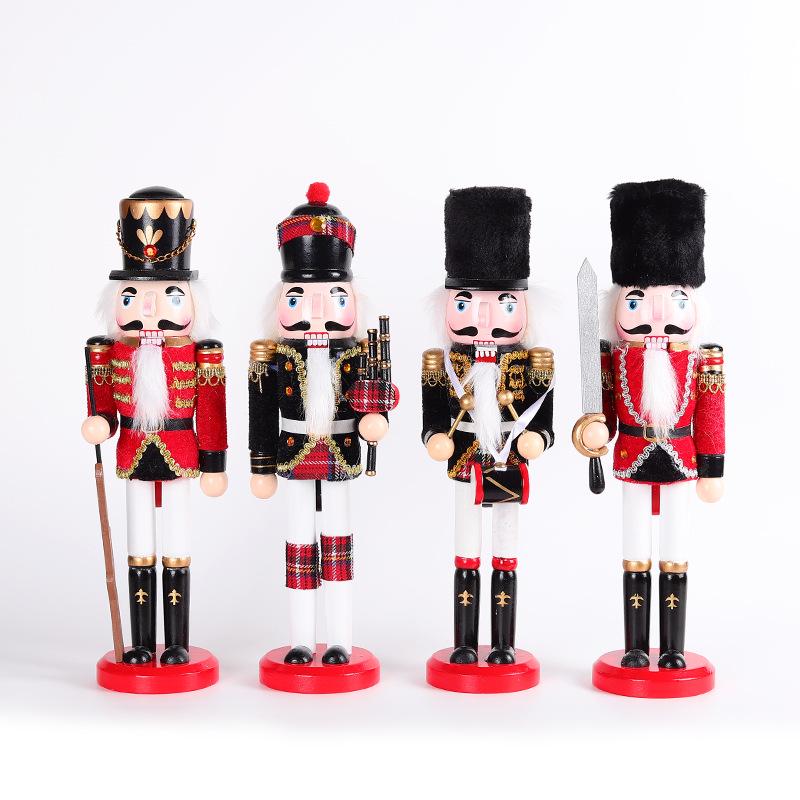 30CM Wooden Nutcracker Christmas Ornament with Cloth Wrap