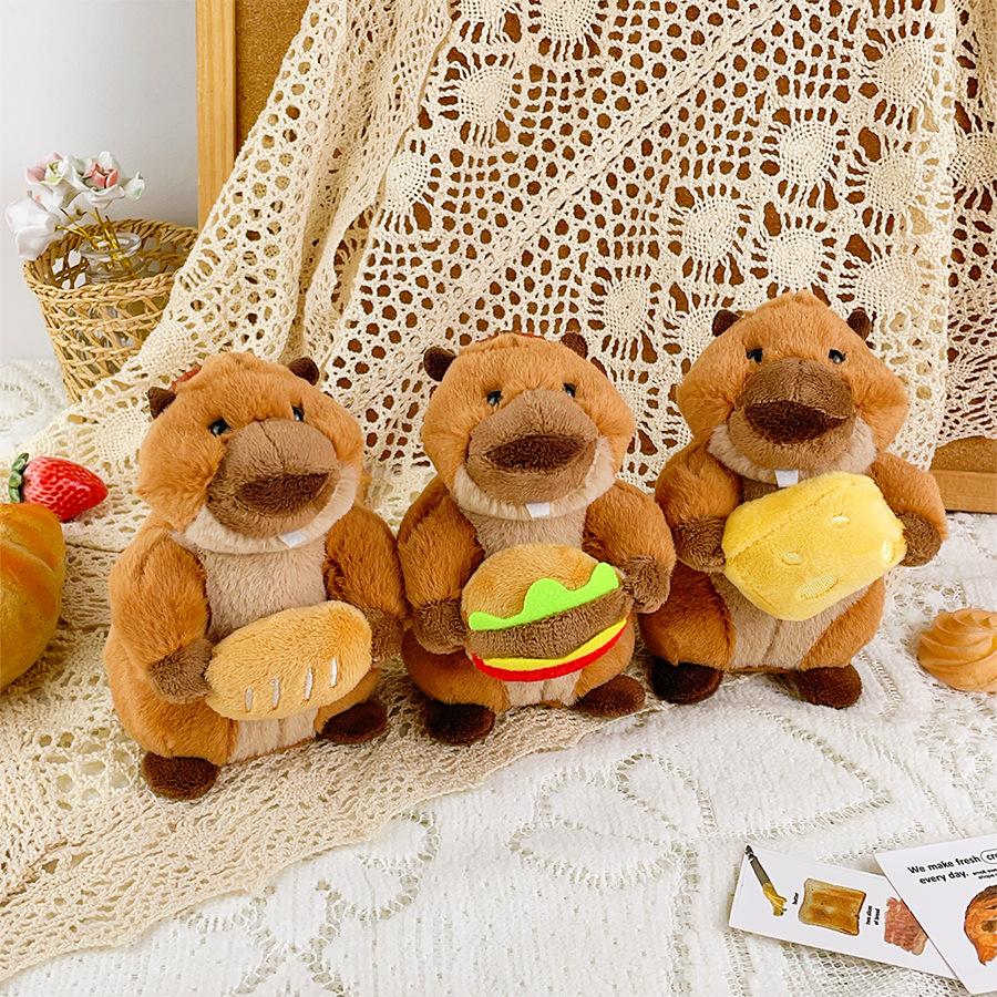 Cartoon Cheese Marmot Doll Plush Toy Hamburger Bread Little Mouse Food Doll Bag Hanging Gift