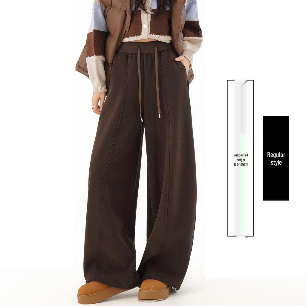 Spring 2026 High-Waisted Wide-Leg Pants - Slimming Loose Straight Casual Two-Wear Floor-Length for Women