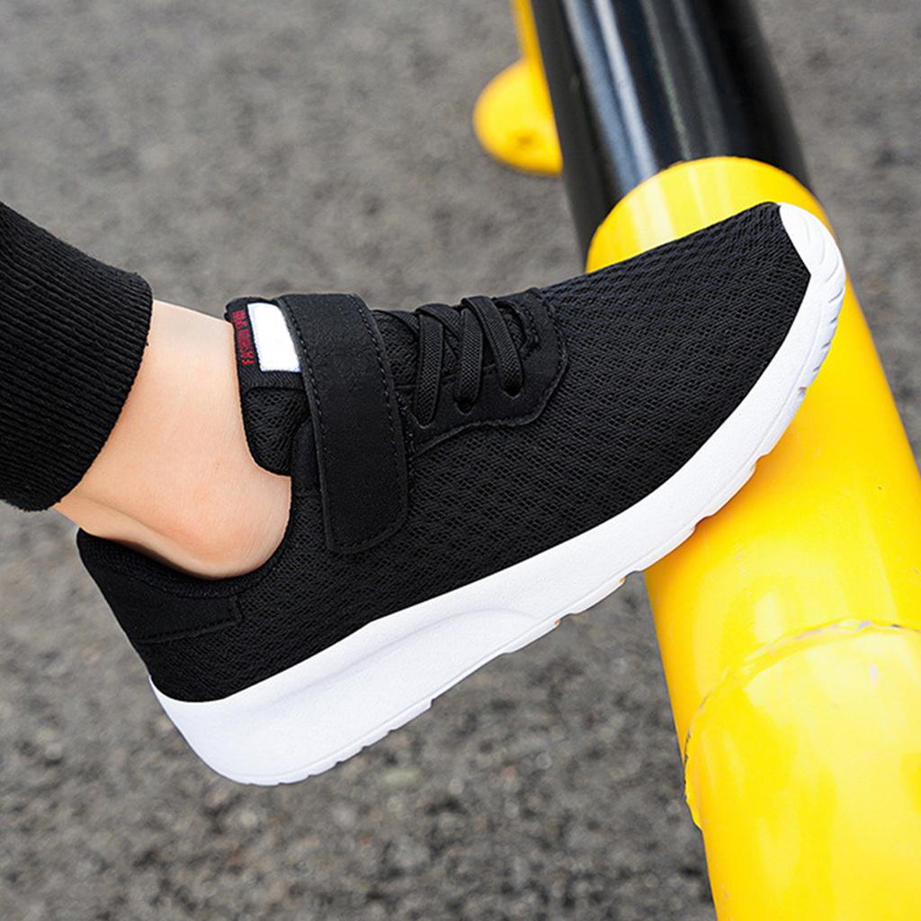 Children Athletic Sneakers Lightweight Breathable Mesh Upper Slip Resistant Soft Sole Hook and Loop Closure Kids Running Shoes for Everyday Wear