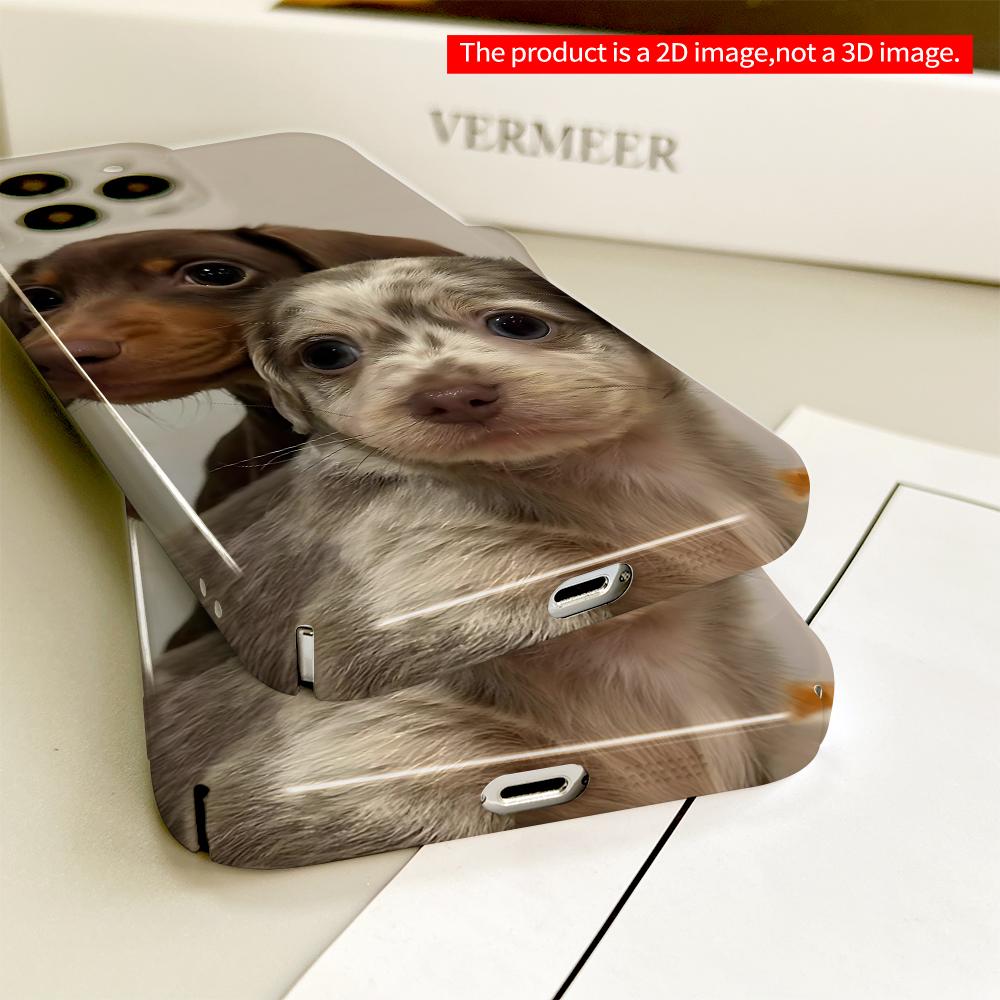 Adorable Dachshund Puppies Close-Up Phone Case All inclusive film hard phone case, compatible with iPhone 18 Pro Max 17 16 15 14 13 12 11
