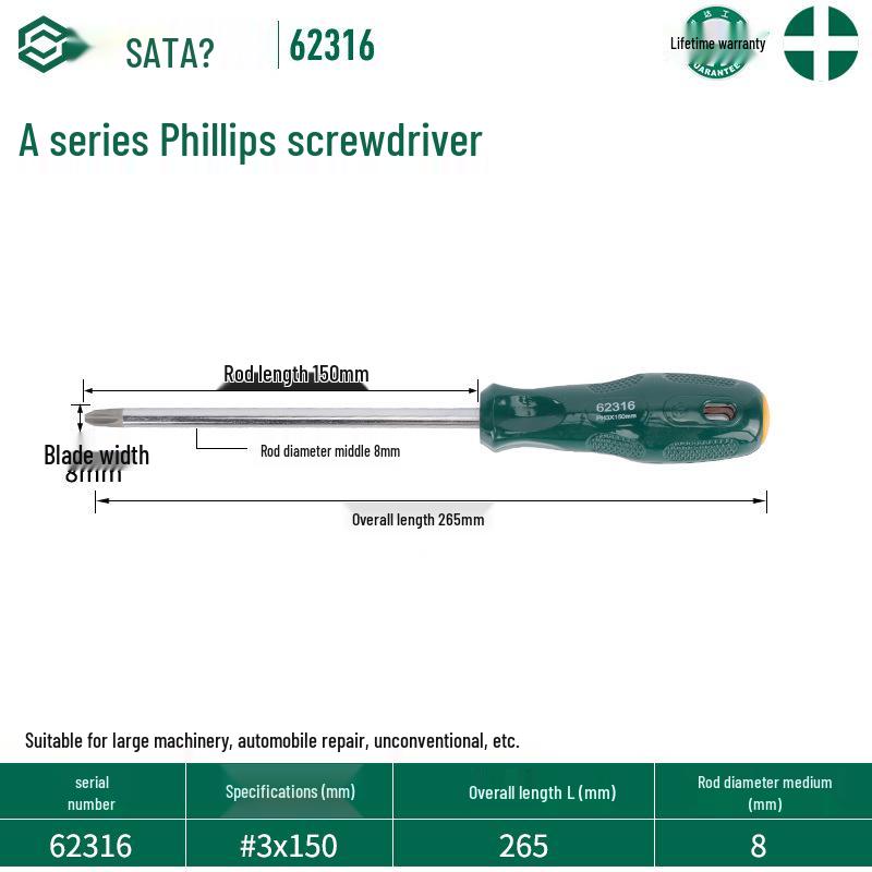 SATA 62303 Phillips Magnetic Screwdriver, 62304 Torx Screwdriver, A Series 62302