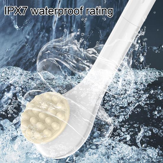 Electric Back Scrubber with 6 Brush Heads Waterproof 360 Degrees Rotation Long Handle Shower Brush Rechargeable Bath Tool for Exfoliation Massage