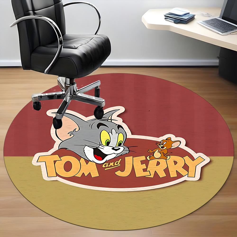 1pc Tom Jerry Office Round Area Rug, Under Office Chairs Bedroom Living Room Home Decor, Room Decoa1016061