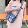 Fashion Canvas Small Bag Japanese Ins Women Shoulder Bag Cute Funny Personality Embroidery Bear Teenager Girl Student Transparent Messenger Bag