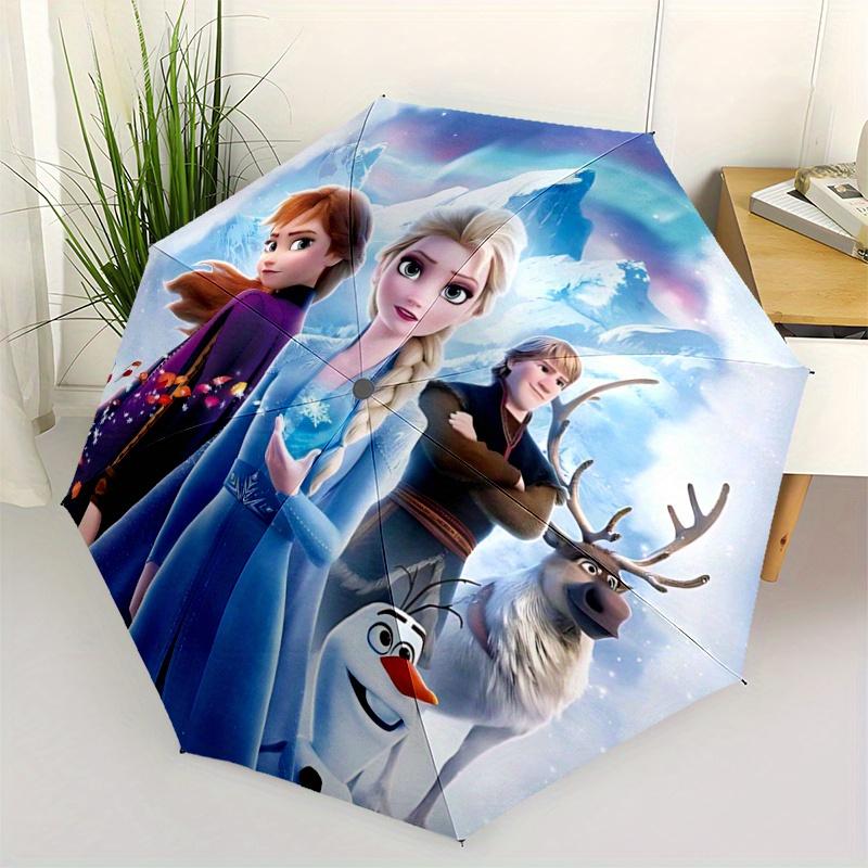 1pc Disney Frozen Elsa Automatic Opening/Closing Umbrella - Portable 3-Fold Design, 8-Bone Iron Frame, Outdoor Umbrella, Ideal Gift for Fans