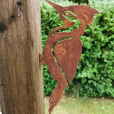 Yousheng 2 Stück Specht Gartenstatue Schmiedeeisen Silhouette Kunst für Außendekor Einfache Installation Baumschmuck für Garten Balkon Hof