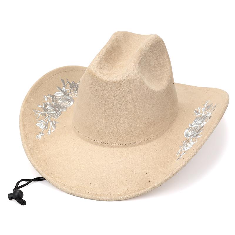 Unisex Retro Denim Floral Embroidery Jazz Hat - Western Ethnic Outdoor Style
