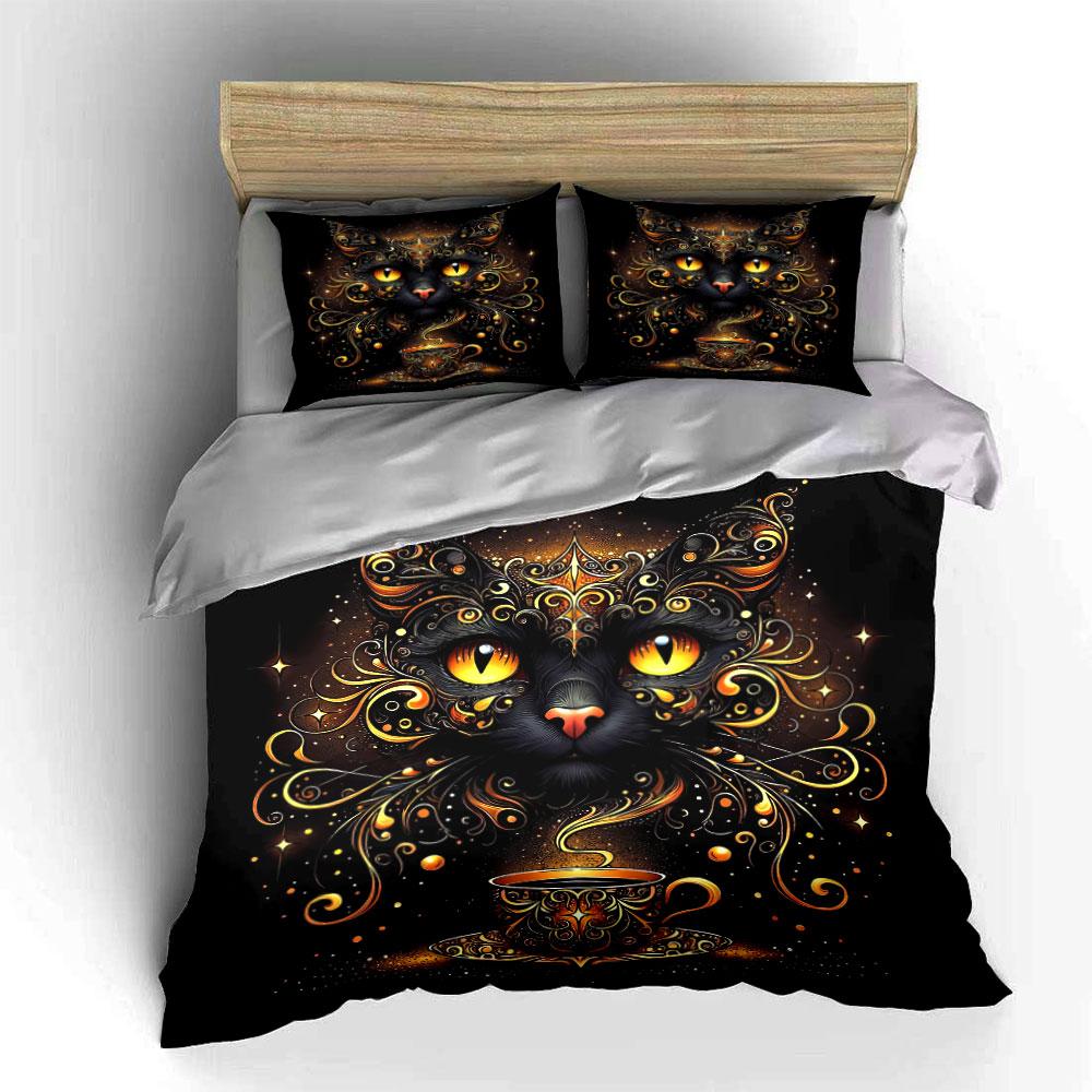 Luxury Coffee Cup Art Decor Bedding Set with 1 Duvet Cover 2 Pillowcases Single Double King Queen, Gift